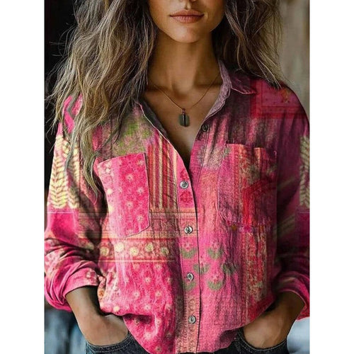 Damen Modische Bluse mit Paisleymuster Drune
