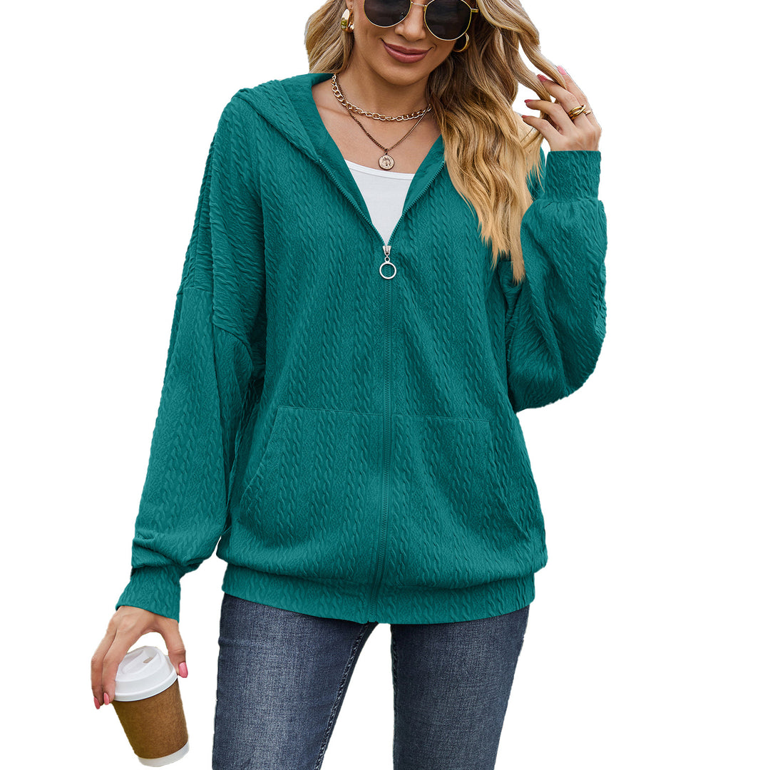 Damen Oversized Kapuzenpullover mit Strukturmuster und praktischen Taschen Drune
