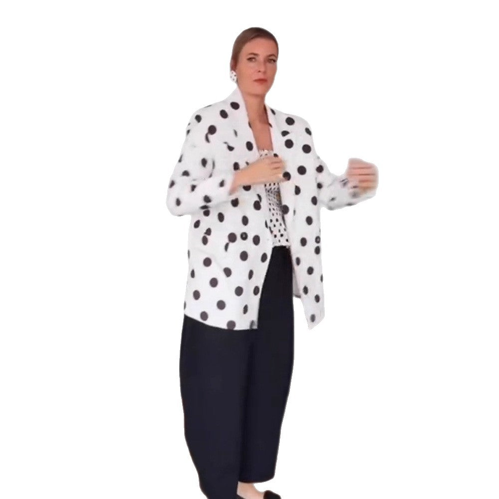 Damen Gepunkteter Longblazer mit strukturierter Schulter und Oversize-Schnitt Drune