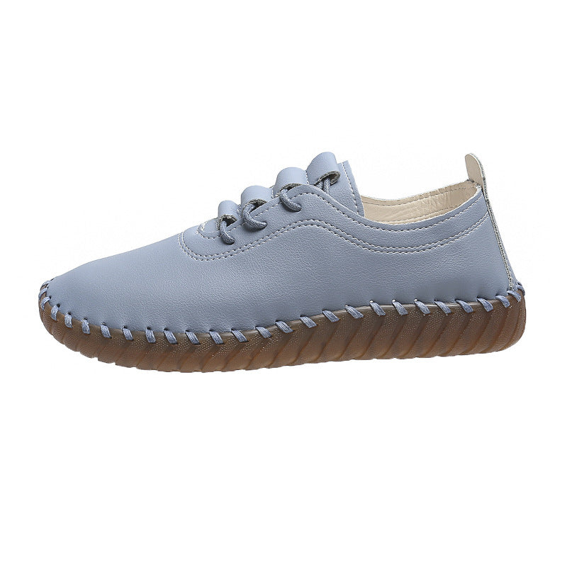 Damen handgenähter Komfort-Sneaker mit elastischer Schnürung und profilierter Kautschuksohle Drune