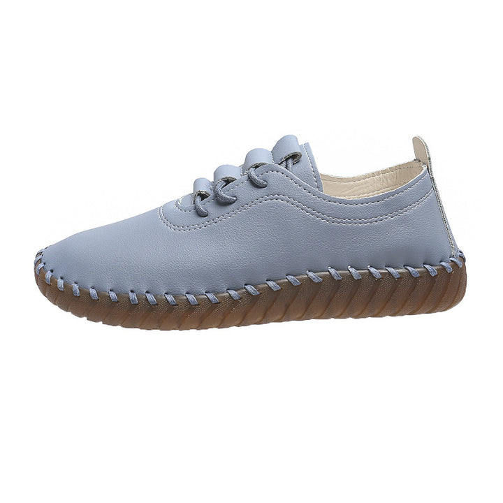 Damen handgenähter Komfort-Sneaker mit elastischer Schnürung und profilierter Kautschuksohle Drune