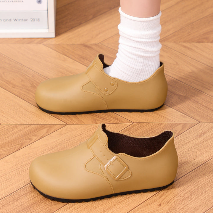 Damen Minimalistische Regen-AnklDruneoots mit verstellbarer Schnallenlasche Drune