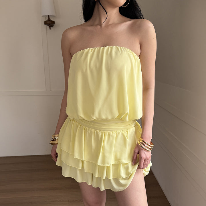 Damen Voluminöses Minikleid mit Rüschendetails Drune