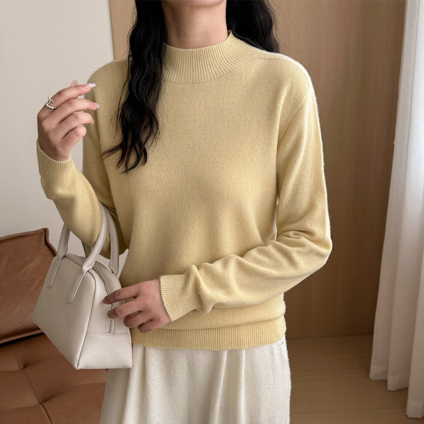 Damen Feiner Feinstrick-Pullover mit kurzem Stehkragen und Kaschmir-Optik Drune