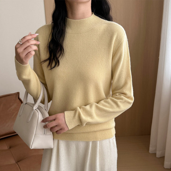 Damen Feiner Feinstrick-Pullover mit kurzem Stehkragen und Kaschmir-Optik Drune