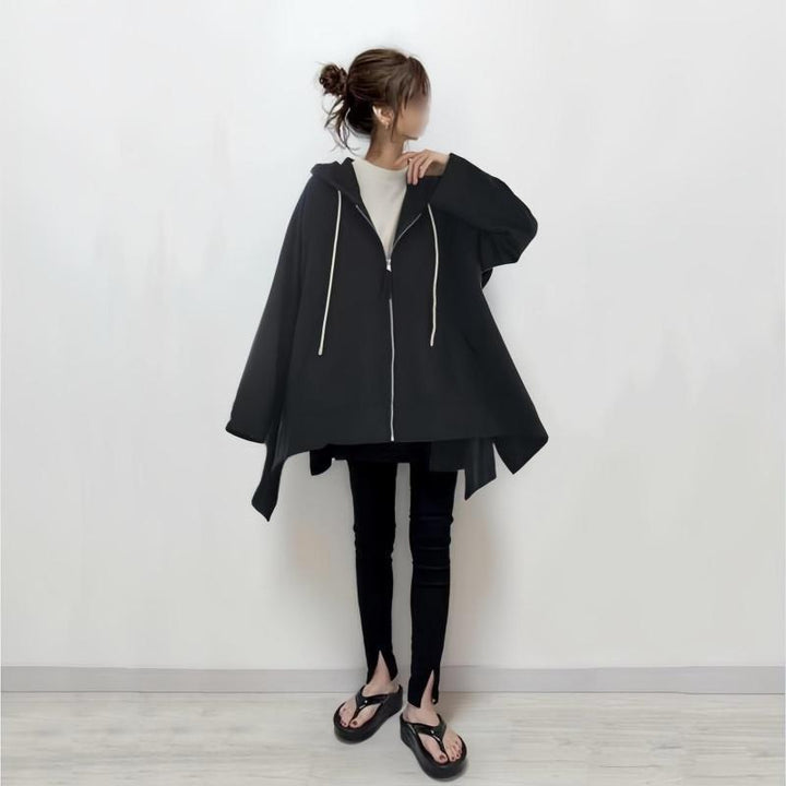 Damen Kapuzen-Poncho mit asymmetrischem Schnitt und praktischen Taschen Drune