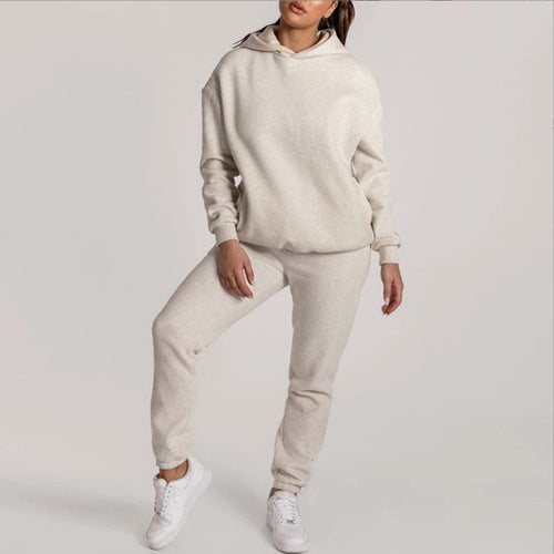 Damen Lässiges Hoodie-Set mit praktischen Taschen und elastischem Bund Drune