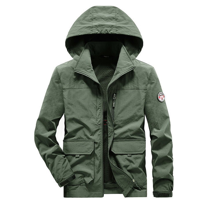Herren Ultraleichte Kapuzen-Fieldjacke mit Mesh-Innenfutter und Mehrfach-Taschen Drune