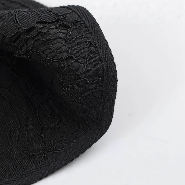 Damen Transparente Spitzenbluse mit Stehkragen, Puffärmeln und Manschetten Drune