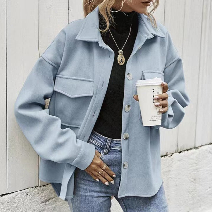 Drune | Damen Übergröße Jacke mit Taschen & Knöpfen