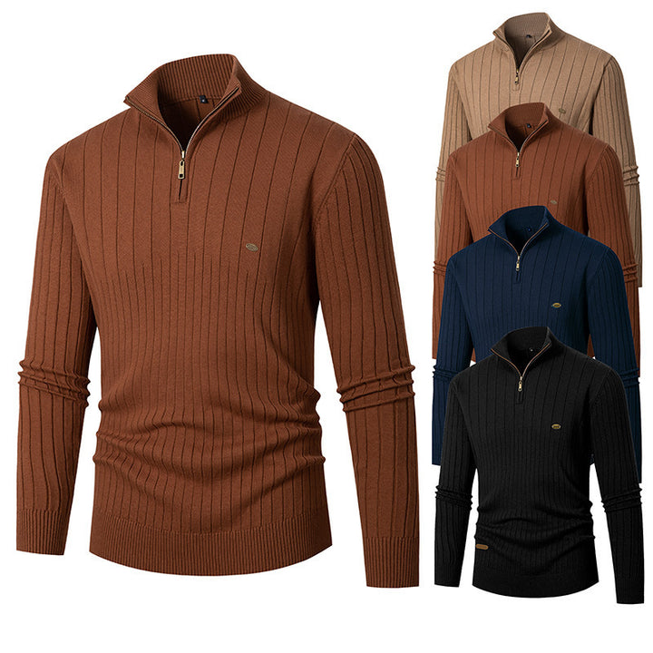 Herren modischer Pullover mit Reißverschluss und feinem Rippdesign Drune