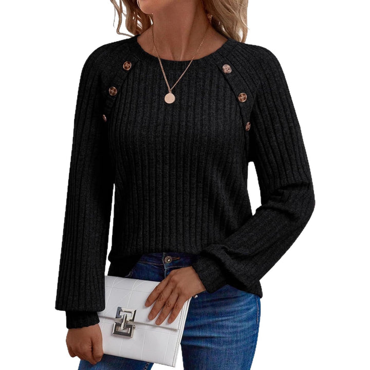 Damen modisches Strickoberteil mit Knopfdetails und lässigem Schnitt Drune