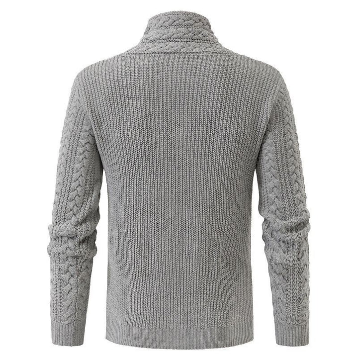 Herren Strukturiertes Zopfmuster-Mockneck-Pullover mit asymmetrischer Riegelverzierung Drune