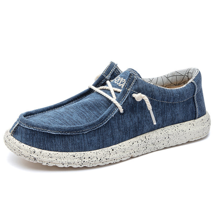 Herren Legerer Canvas-Mokassin-Slipper mit geflochtener Schnürung und gefleckter EVA-Sohle Drune