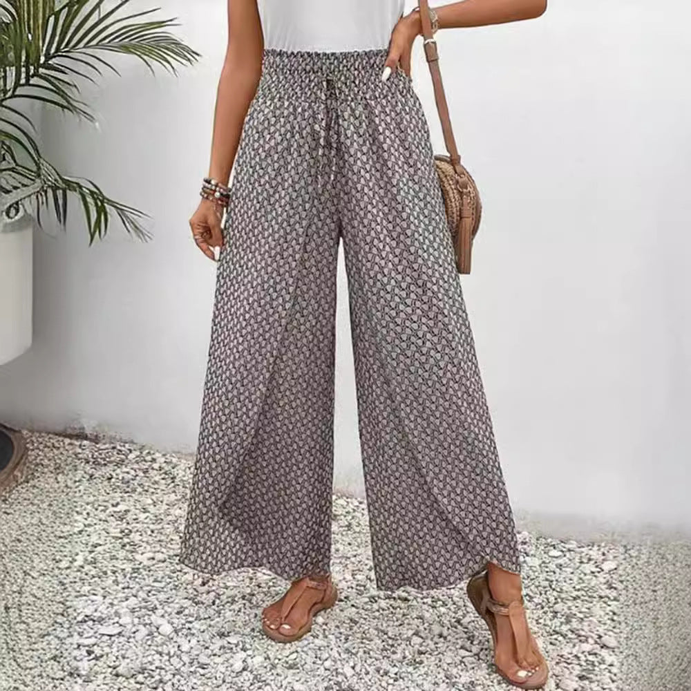 Damen Weite Palazzo-Hose mit bindbarem Bund Drune