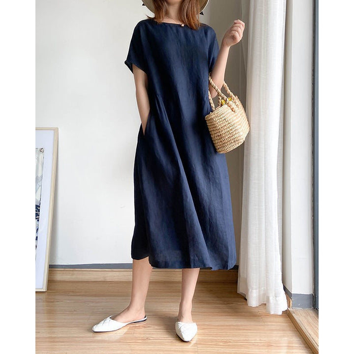 Damen Leichtes und vielseitiges Sommerkleid mit Taschen Drune
