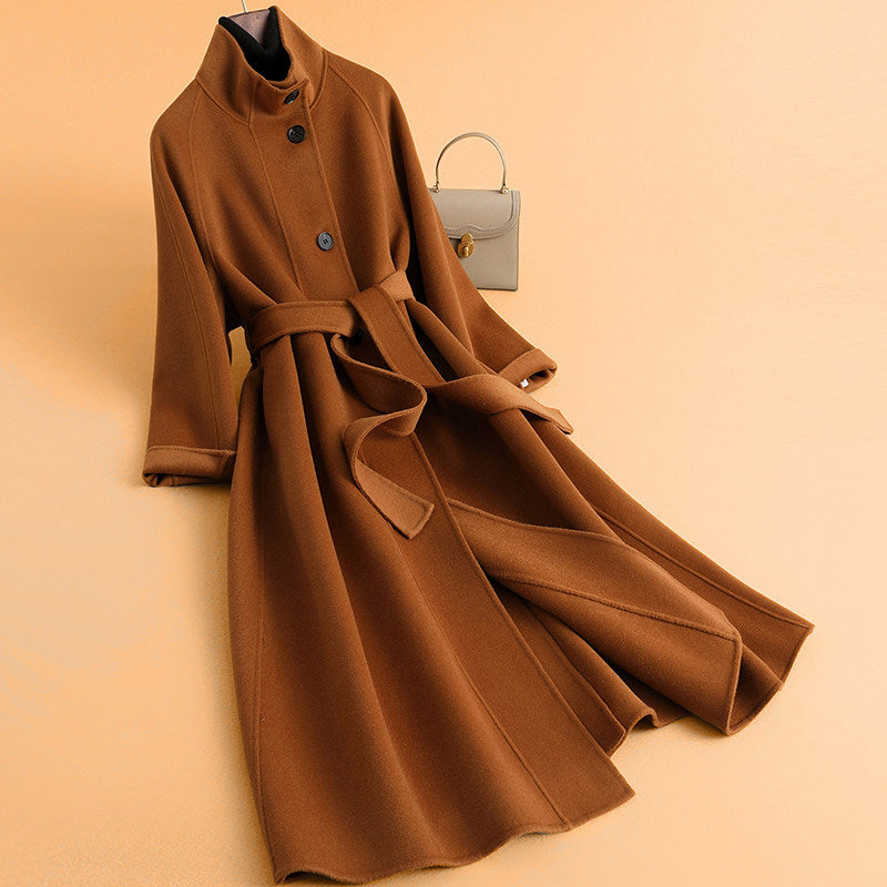 Damen Stylischer und eleganter Mantel mit hohem Kragen Drune