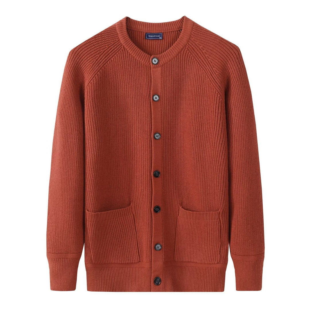 Herren Modische Strickjacke mit Rundhalsausschnitt Drune