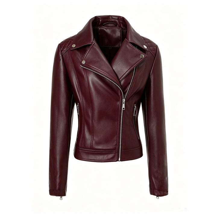 Damen Figurumspielende Kunstlederjacke Drune