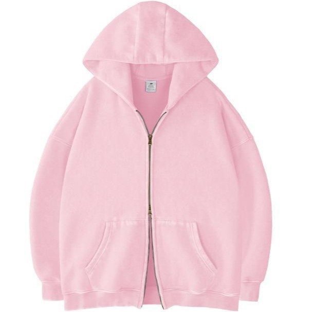 Unisex Oversized Kapuzenjacke mit Doppelreißverschluss und Kängurutaschen Drune
