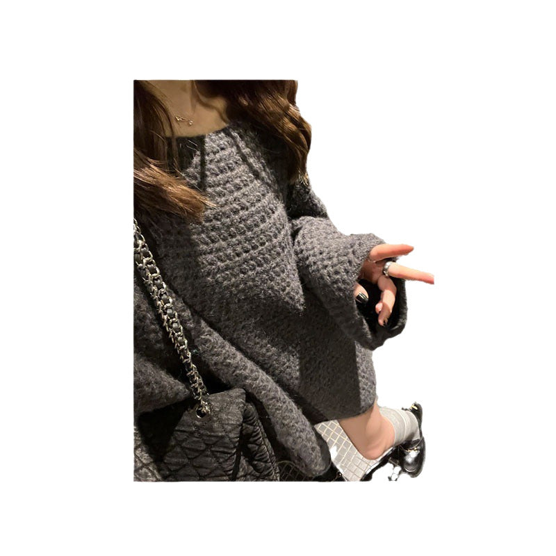 Damen Grob gestrickter Oversize-Pullover mit weitem Schnitt Drune