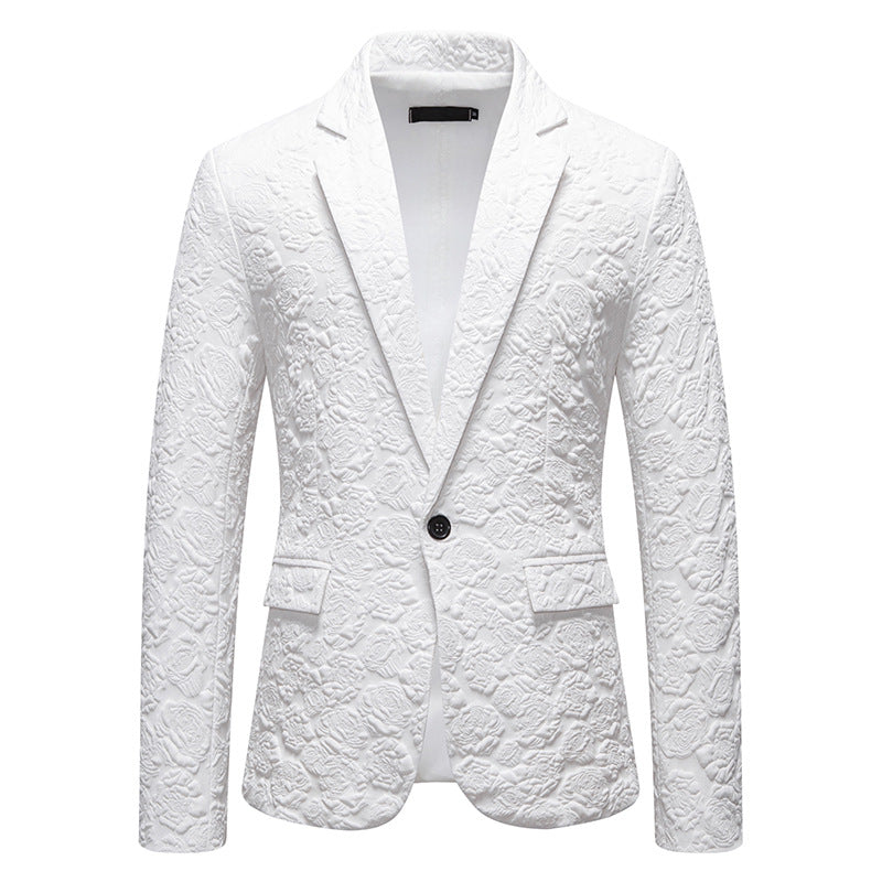 Herren nan strukturiertes Business-Sakko mit floraler Jacquardstruktur und Slim-Fit Drune