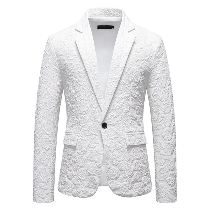 Herren nan strukturiertes Business-Sakko mit floraler Jacquardstruktur und Slim-Fit Drune