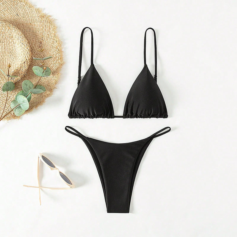 Damen trendiger Bikini mit Triangle-Oberteil und minimalistischem Unterteil Drune