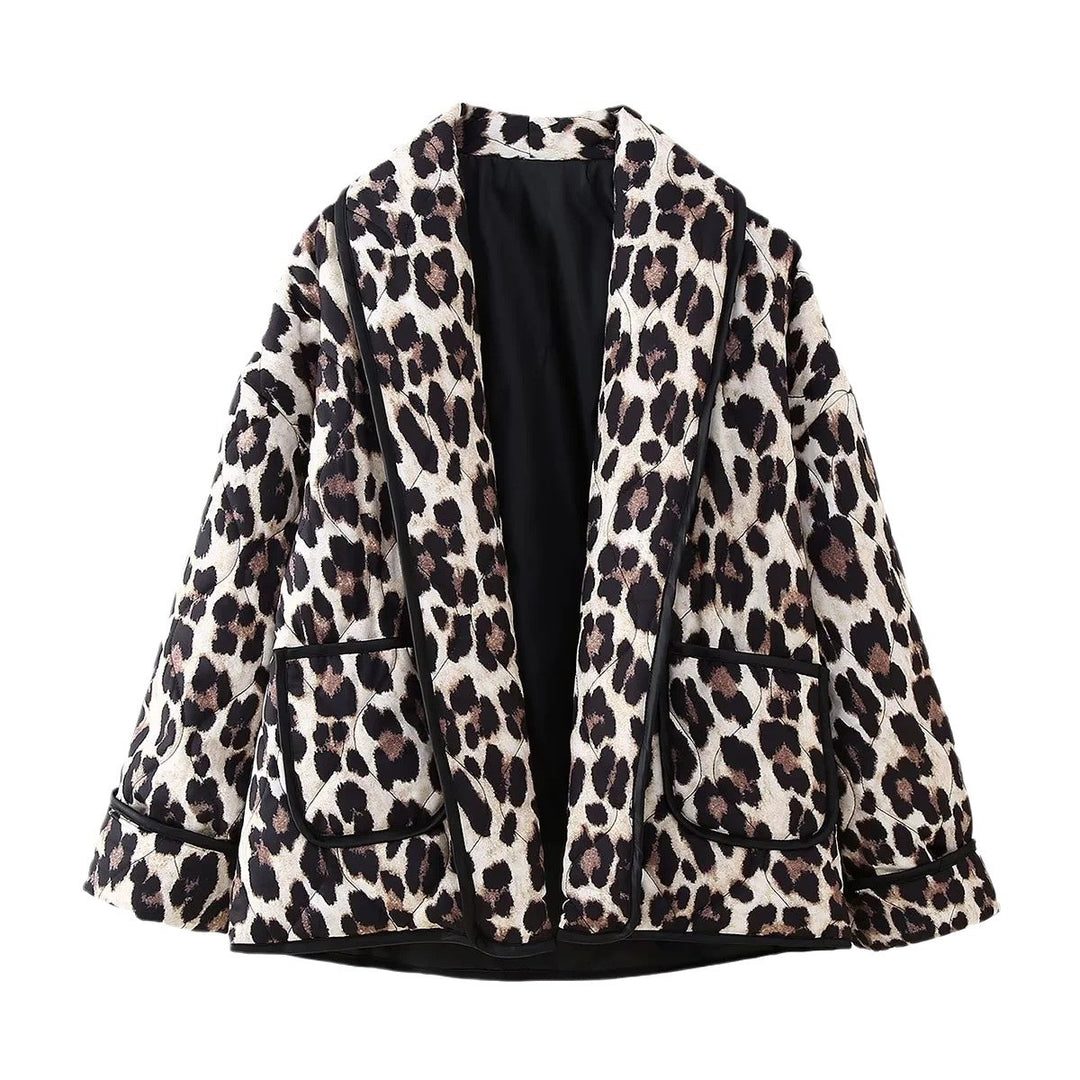 Damen elegante Leopardmuster Jacke Drune