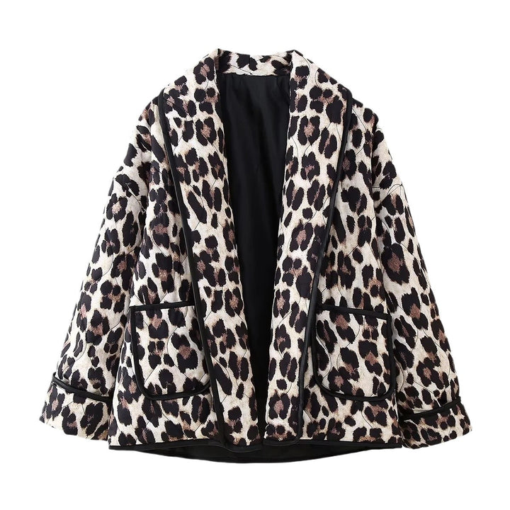 Damen elegante Leopardmuster Jacke Drune