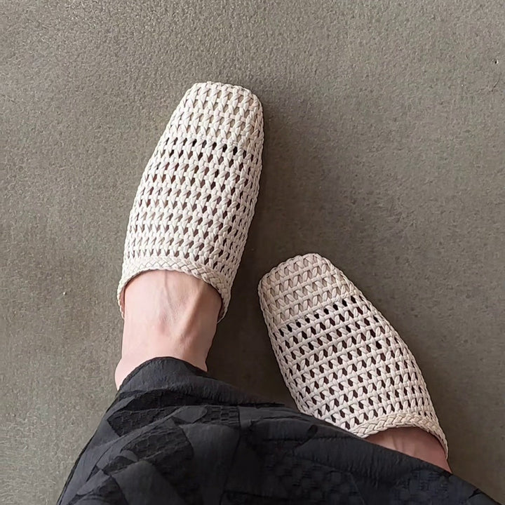 Damen Freizeit-Mules aus geflochtenem Material Drune