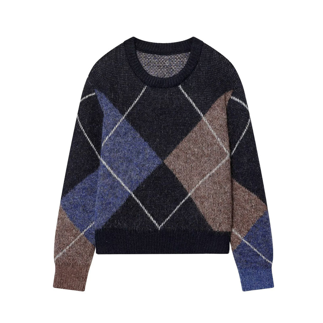 Damen Argyle‑Strickpullover mit kastigem Cropped‑Schnitt Drune