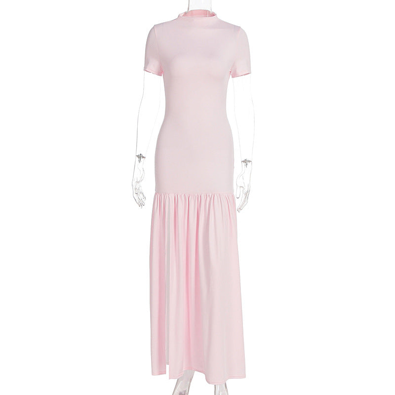 Damen Maxi-Kleid mit elegantem halblangen Ärmel und voluminösem Rock Drune