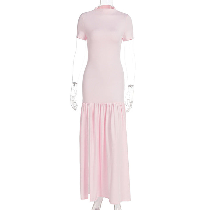 Damen Maxi-Kleid mit elegantem halblangen Ärmel und voluminösem Rock Drune