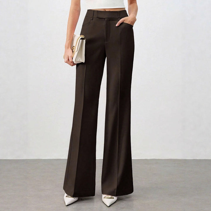 Damen Klassische Stoffhose mit hohem Bund und geradem Bein Drune