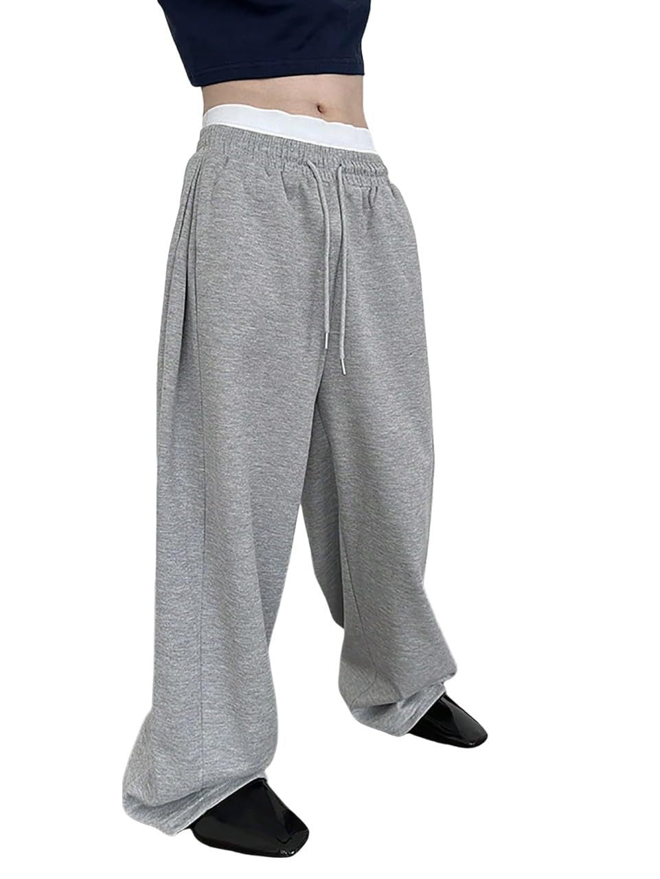 Unisex weite Sweatpants mit elastischem Bund, breitem Bein, Kordelzug und verdeckten Seitentaschen Drune