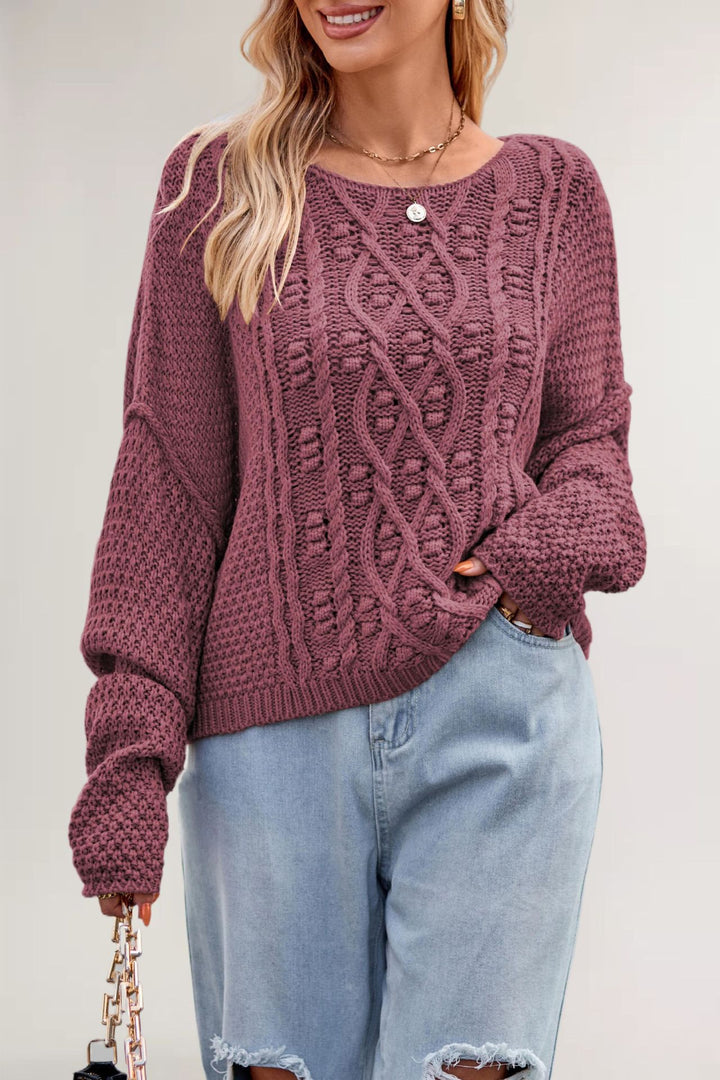 Damen Strickpullover mit strukturiertem Zopfmuster Drune
