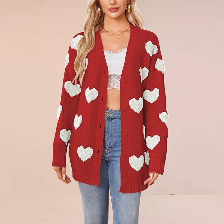 Damen Strickjacke mit Herzmuster und komfortablem Schnitt Drune