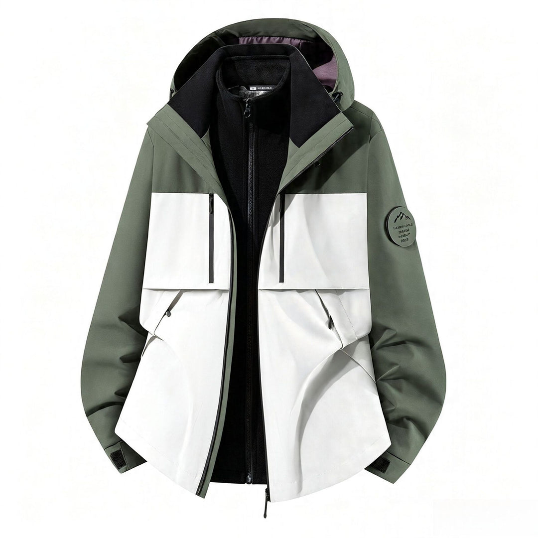 Herren dreilagige Softshell-Outdoorjacke mit herausnehmbarem Fleecefutter und Kapuze Drune