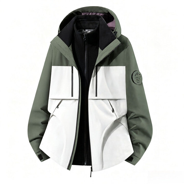 Herren dreilagige Softshell-Outdoorjacke mit herausnehmbarem Fleecefutter und Kapuze Drune