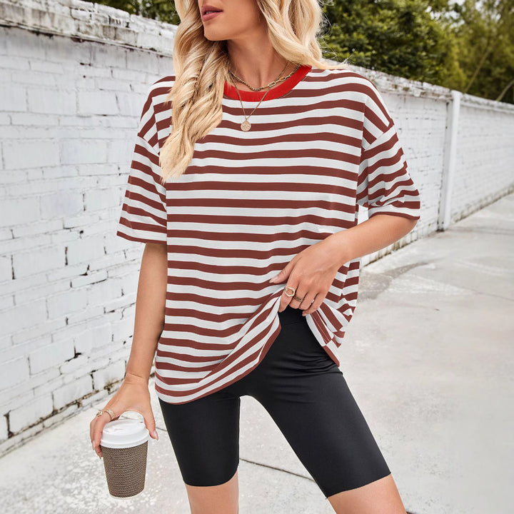 Damen Übergrößen T-Shirt mit Streifenmuster Drune