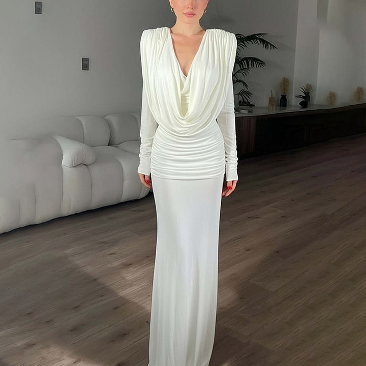 Damen Elegantes Maxikleid mit raffiniertem Wickelausschnitt und drapierten Details Drune