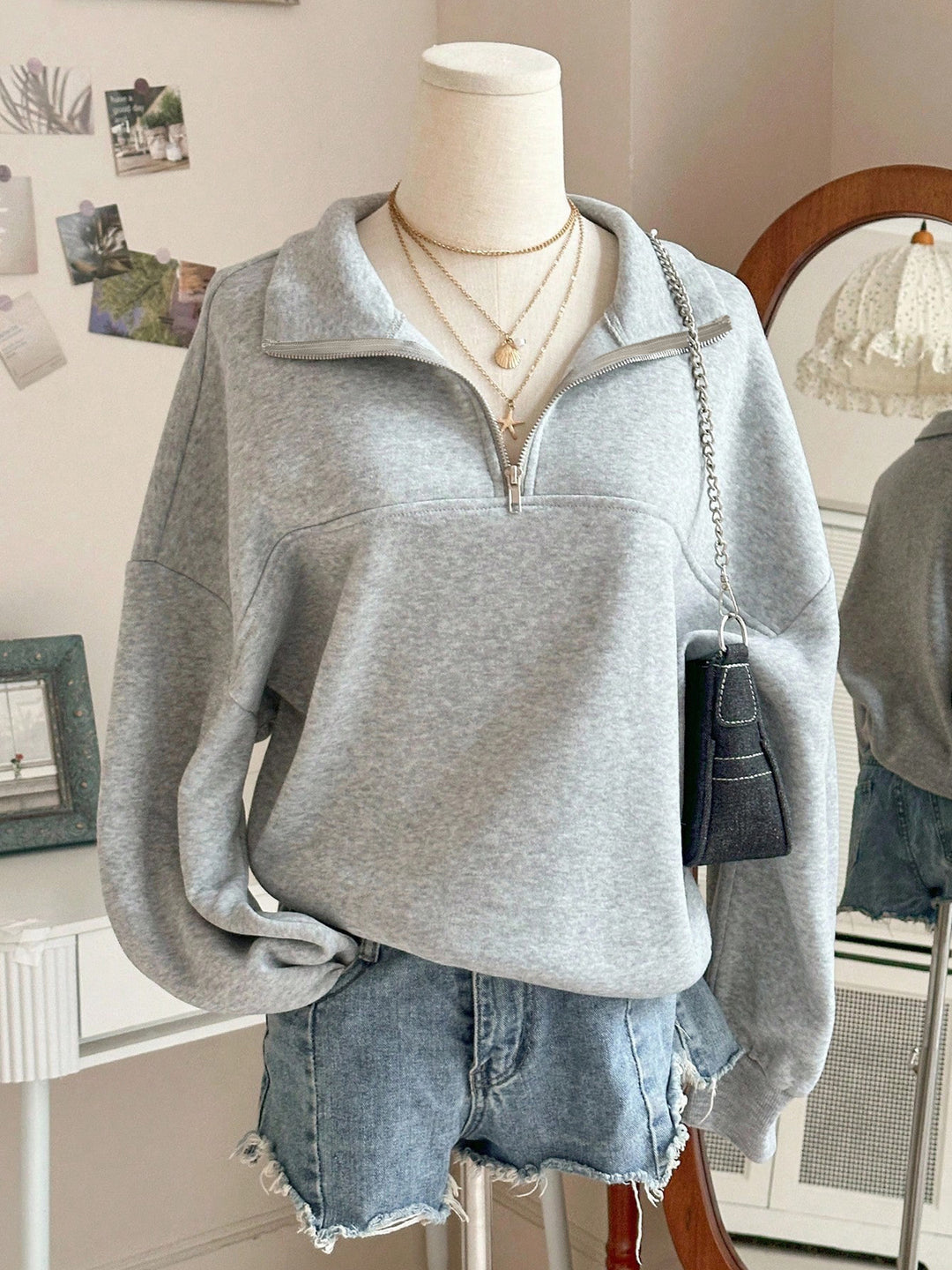 Damen Sweatshirt mit hohem Kragen Drune