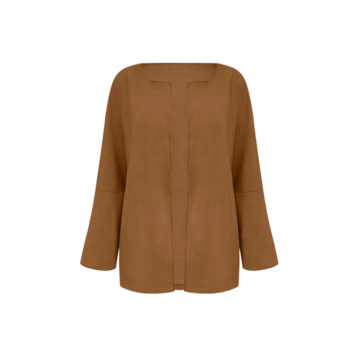 Damen Leichter Offener Blazer mit fallendem Revers und weiten Ärmeln Drune