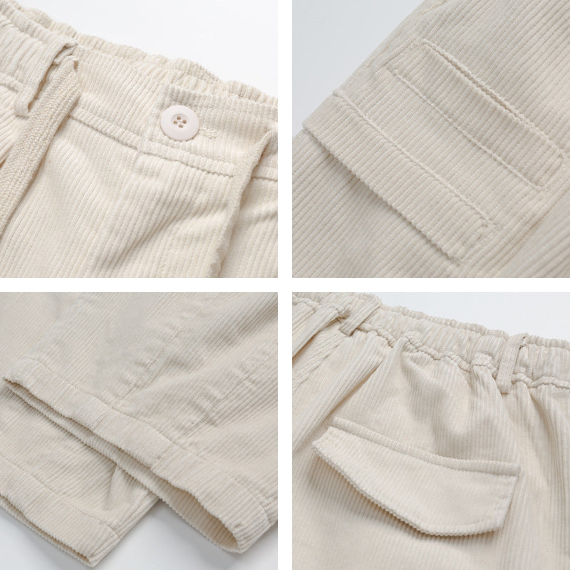Damen Weite hochtaillierte Cordhose im Culotte‑Schnitt mit Tunnelzug und aufgesetzten Taschen Drune