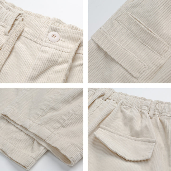 Damen Weite hochtaillierte Cordhose im Culotte‑Schnitt mit Tunnelzug und aufgesetzten Taschen Drune