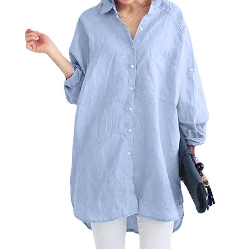 Damen Oversized Leinen Button-Up Tunika Drune