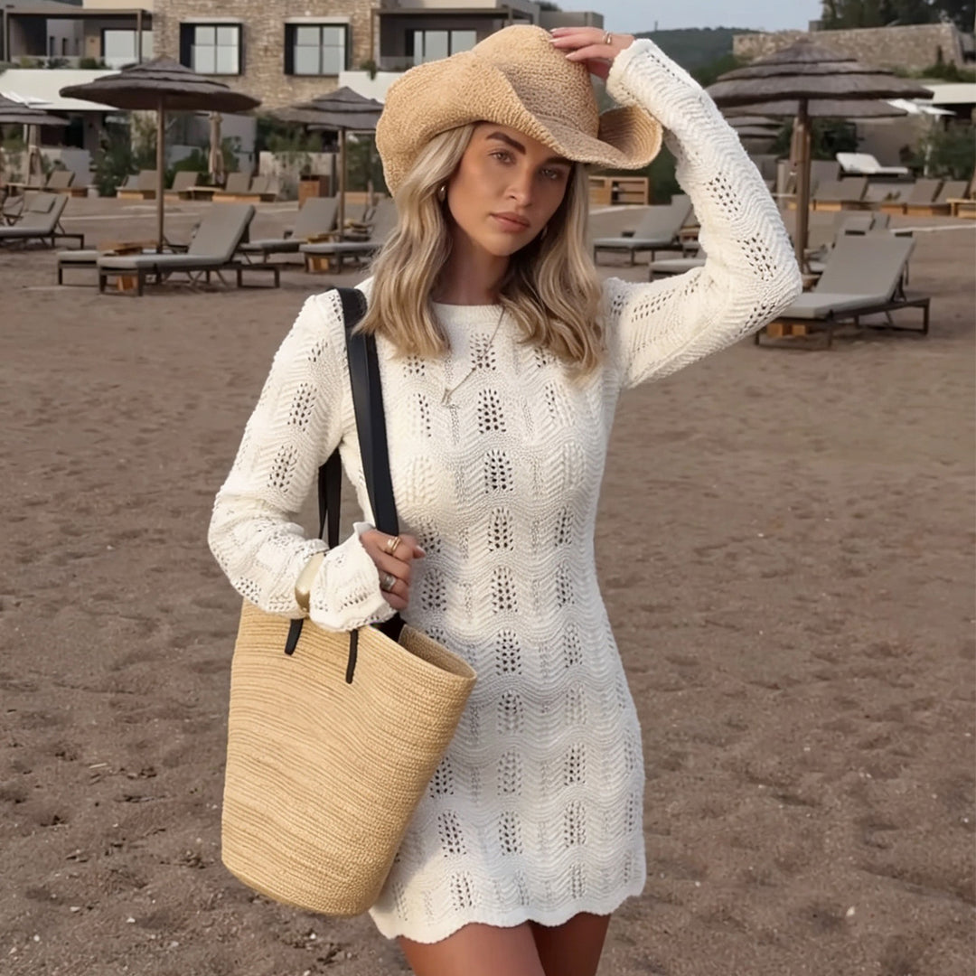 Damen Häkel-Strandkleid mit weichem Netzdesign Drune