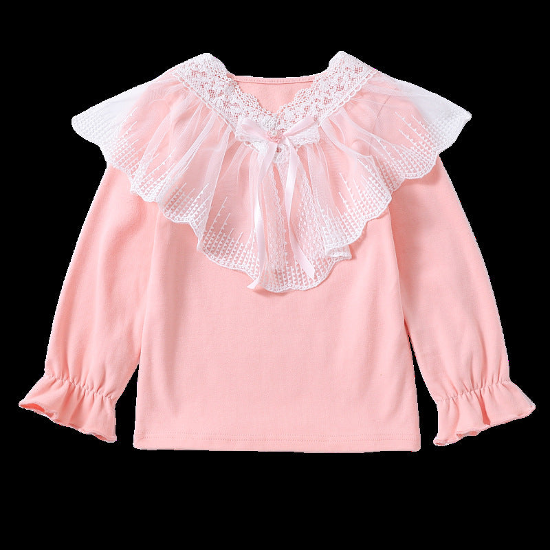 Mädchen Langarmshirt mit eleganter Spitzenverzierung Drune