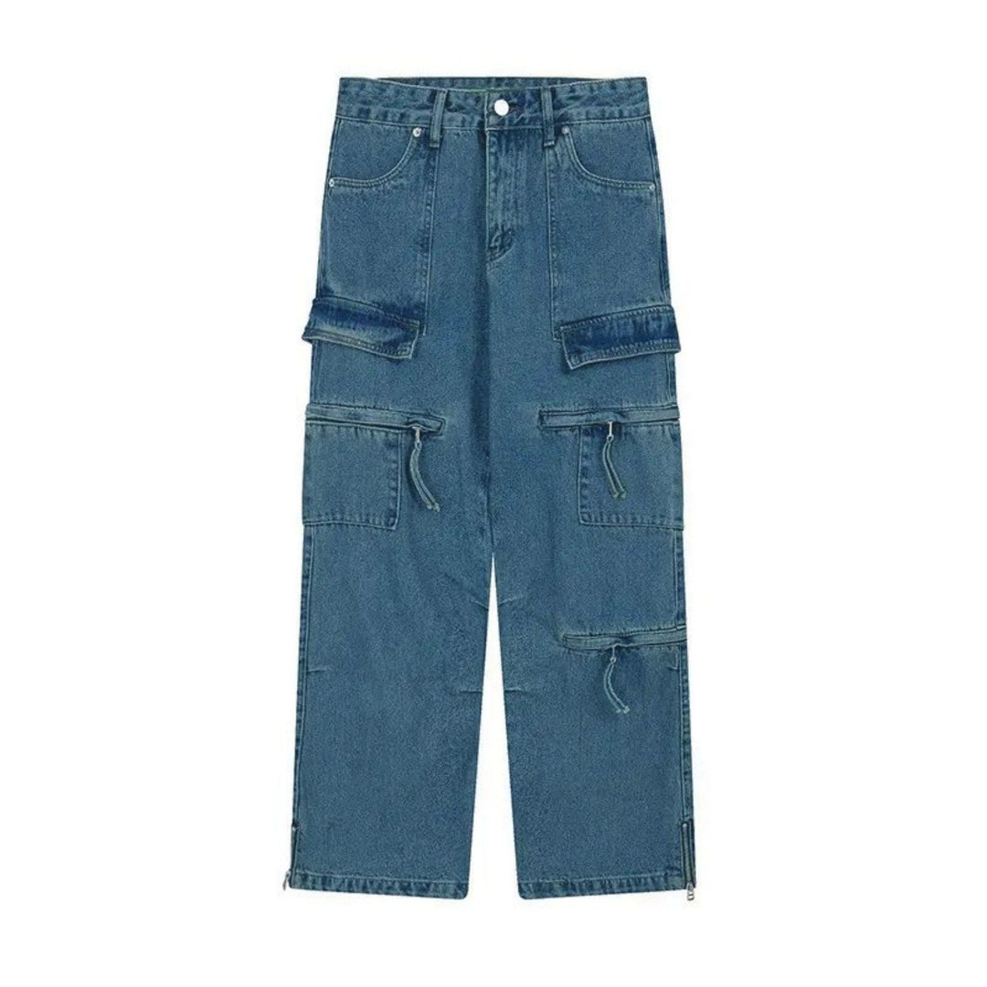Herren Modische Cargo-Jeans mit Reißverschlüssen Drune